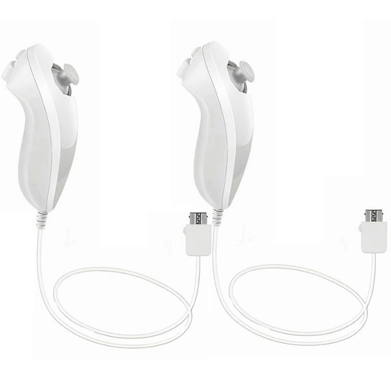 Tevodo Wii Nunchuck Controller, 2 Packs Nunchuck Joystick Compatible with Wii Wii U console(White and White) - Image 1